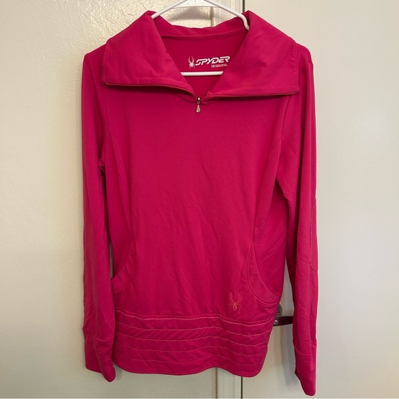 Spyder Pink Women's Fuchsia Quarter-Zip Sweatshirt Activewear Top Women Size 10 - Picture 1 of 12